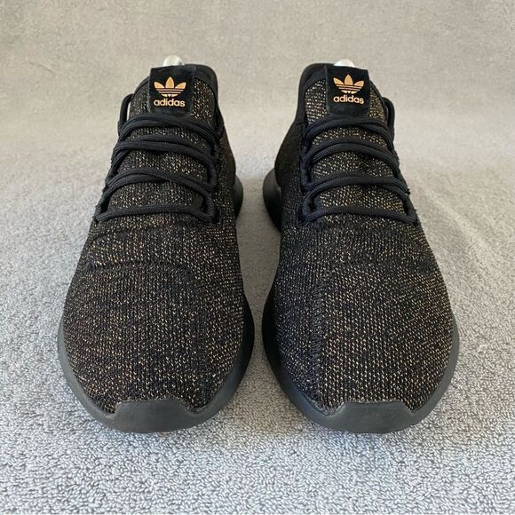 Adidas Mens 6.5 Womens 7.5 Tubular Running Shoes AC8424 Shadow Black Gold - Picture 2 of 7